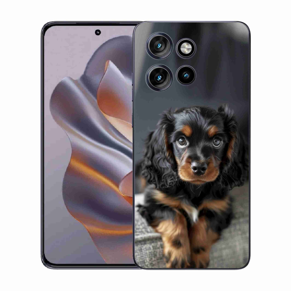 Gélový kryt mmCase na Motorola Edge 50 Neo - roztomilý dlhosrstý jazvečík