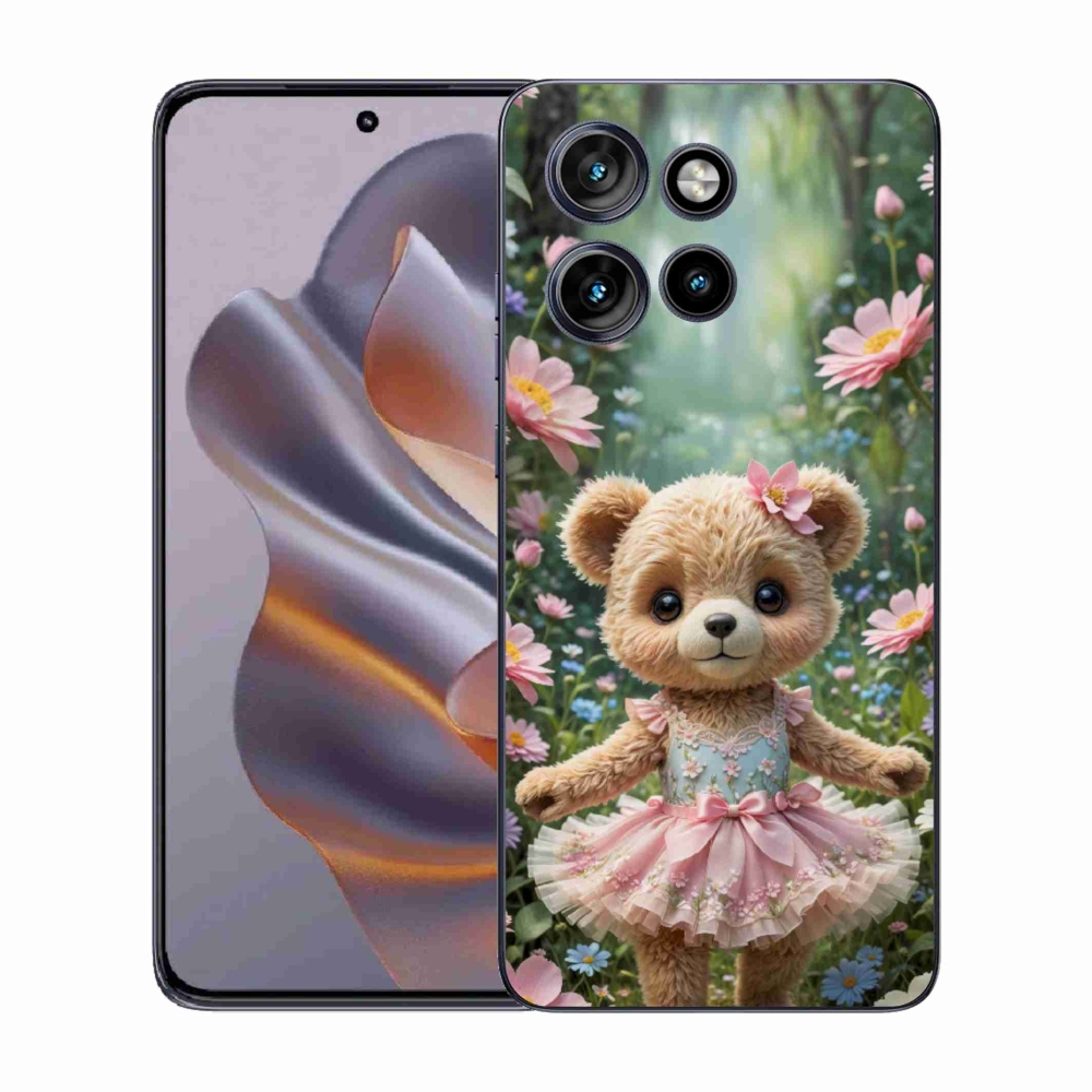Gélový kryt mmCase na Motorola Edge 50 Neo - roztomilý medvedík v kvetoch