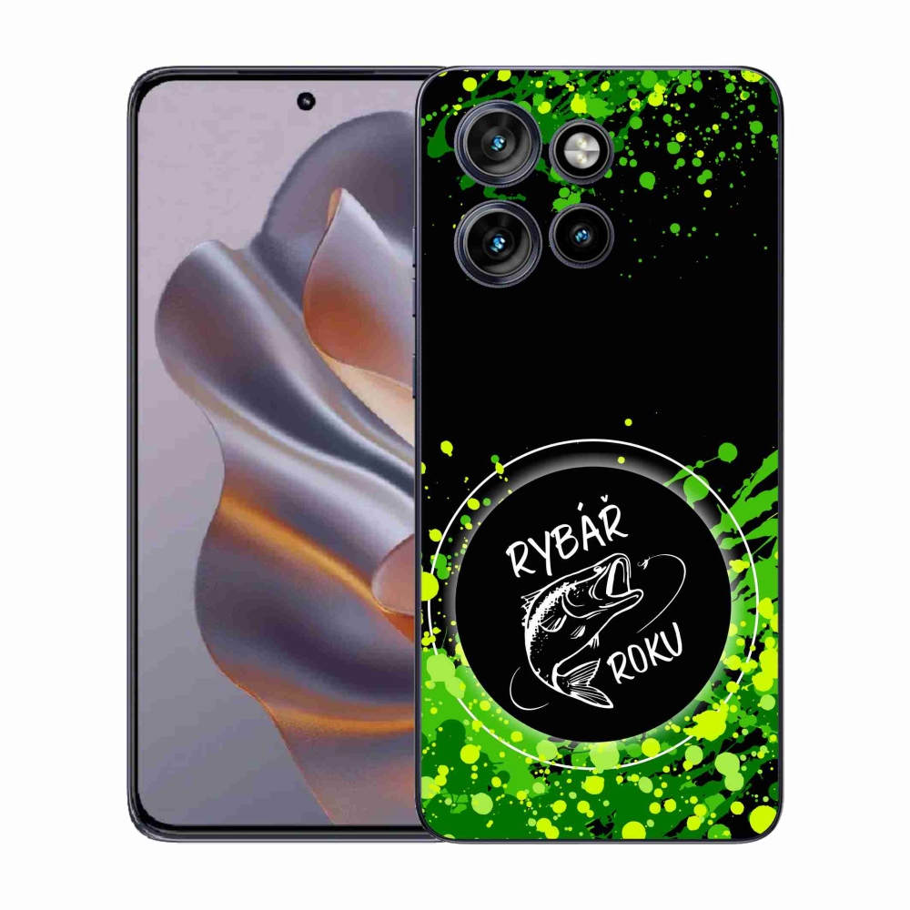 Gélový kryt mmCase na Motorola Edge 50 Neo - rybár roku čierne pozadie