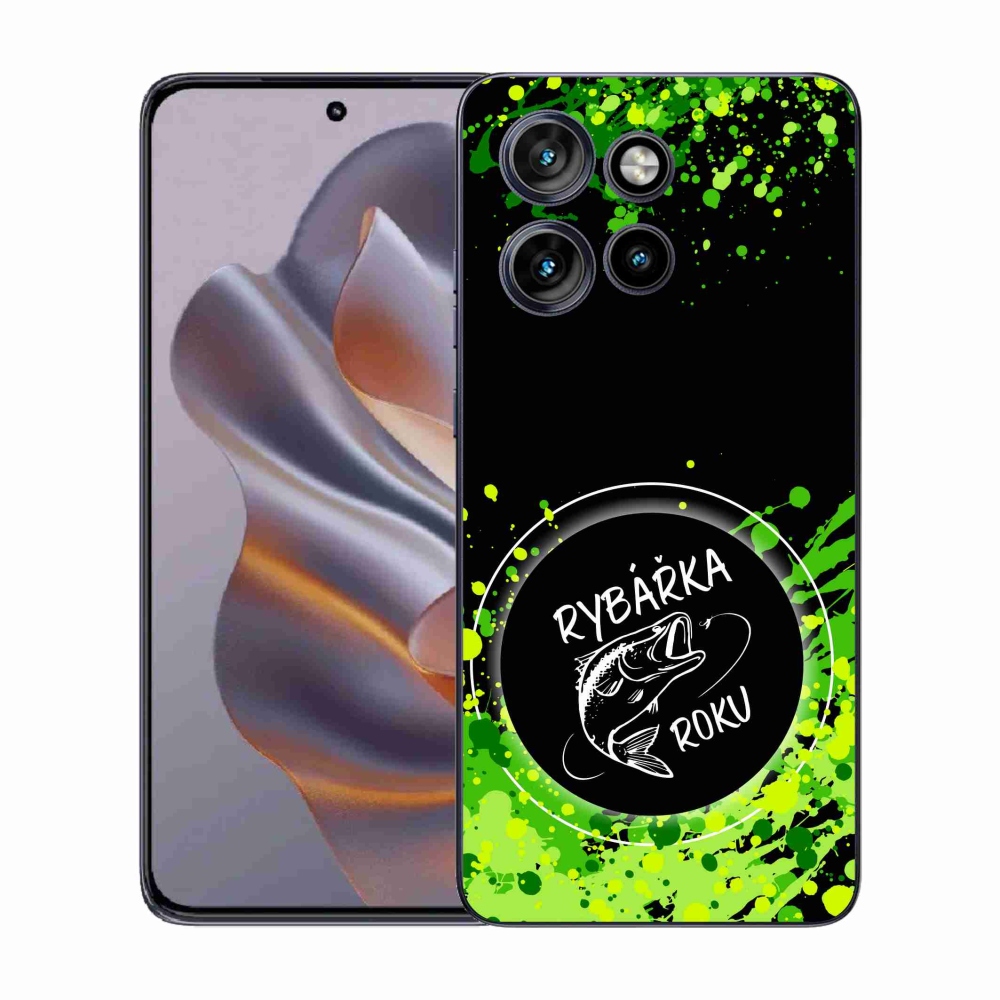 Gélový kryt mmCase na Motorola Edge 50 Neo - rybárka roku čierne pozadie