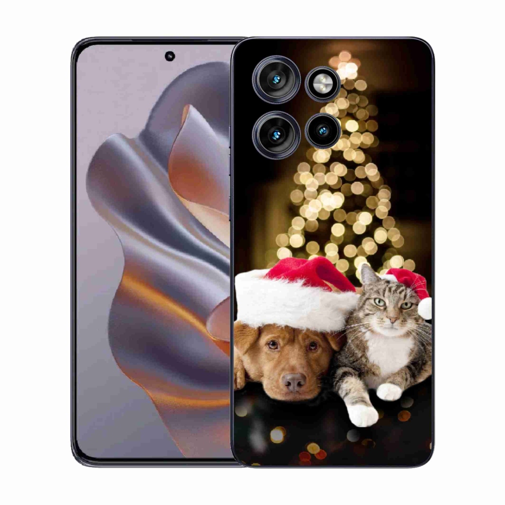 Gélový kryt mmCase na Motorola Edge 50 Neo - vianočný pes a mačka