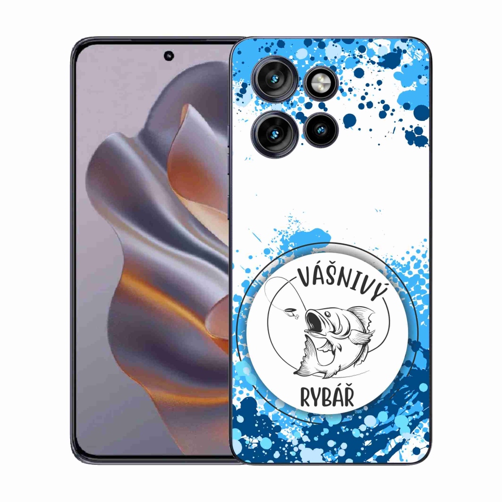 Gélový kryt mmCase na Motorola Edge 50 Neo - vášnivý rybár biele pozadie