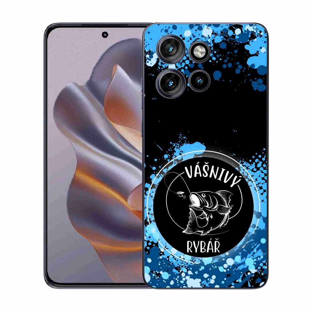 Gélový kryt mmCase na Motorola Edge 50 Neo - vášnivý rybár čierne pozadie