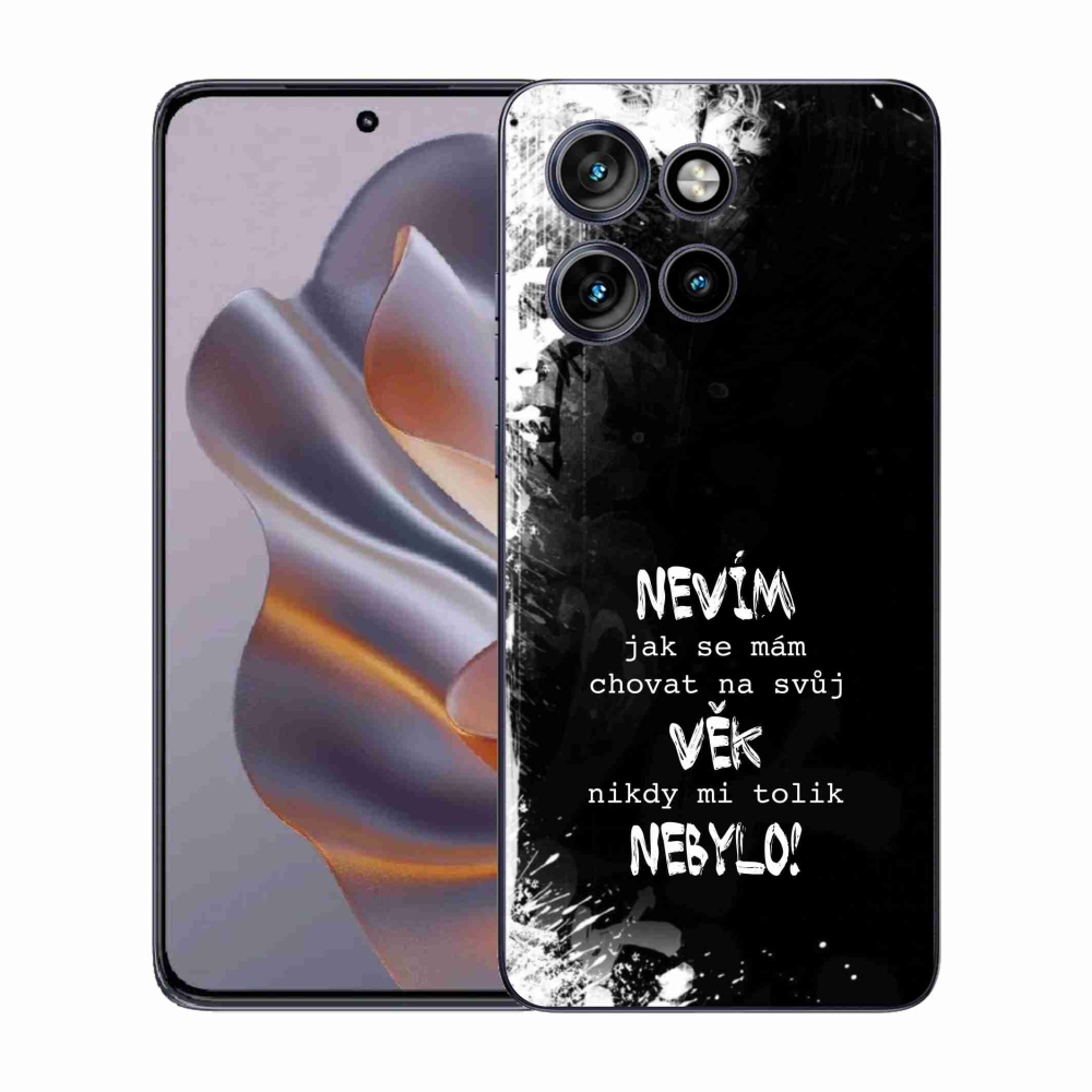 Gélový kryt mmCase na Motorola Edge 50 Neo - vtipný text 14 čierne pozadie