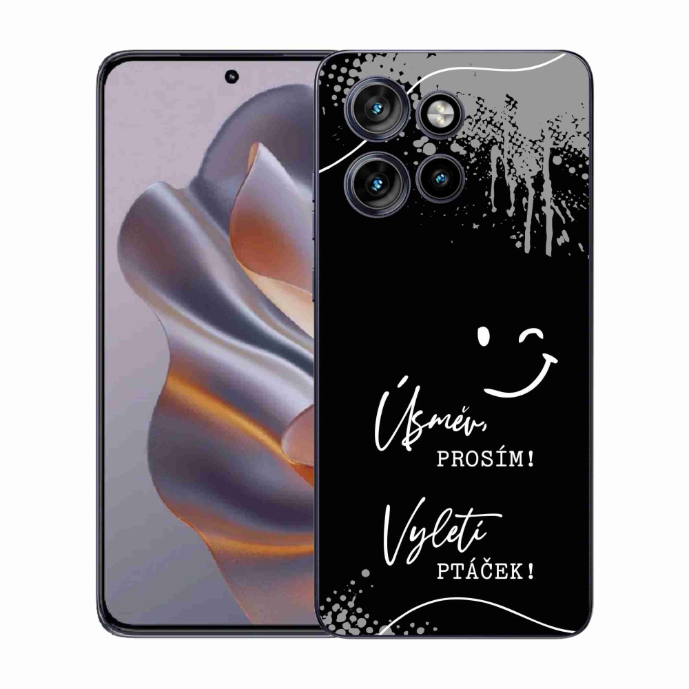 Gélový kryt mmCase na Motorola Edge 50 Neo - vtipný text 4 čierne pozadie