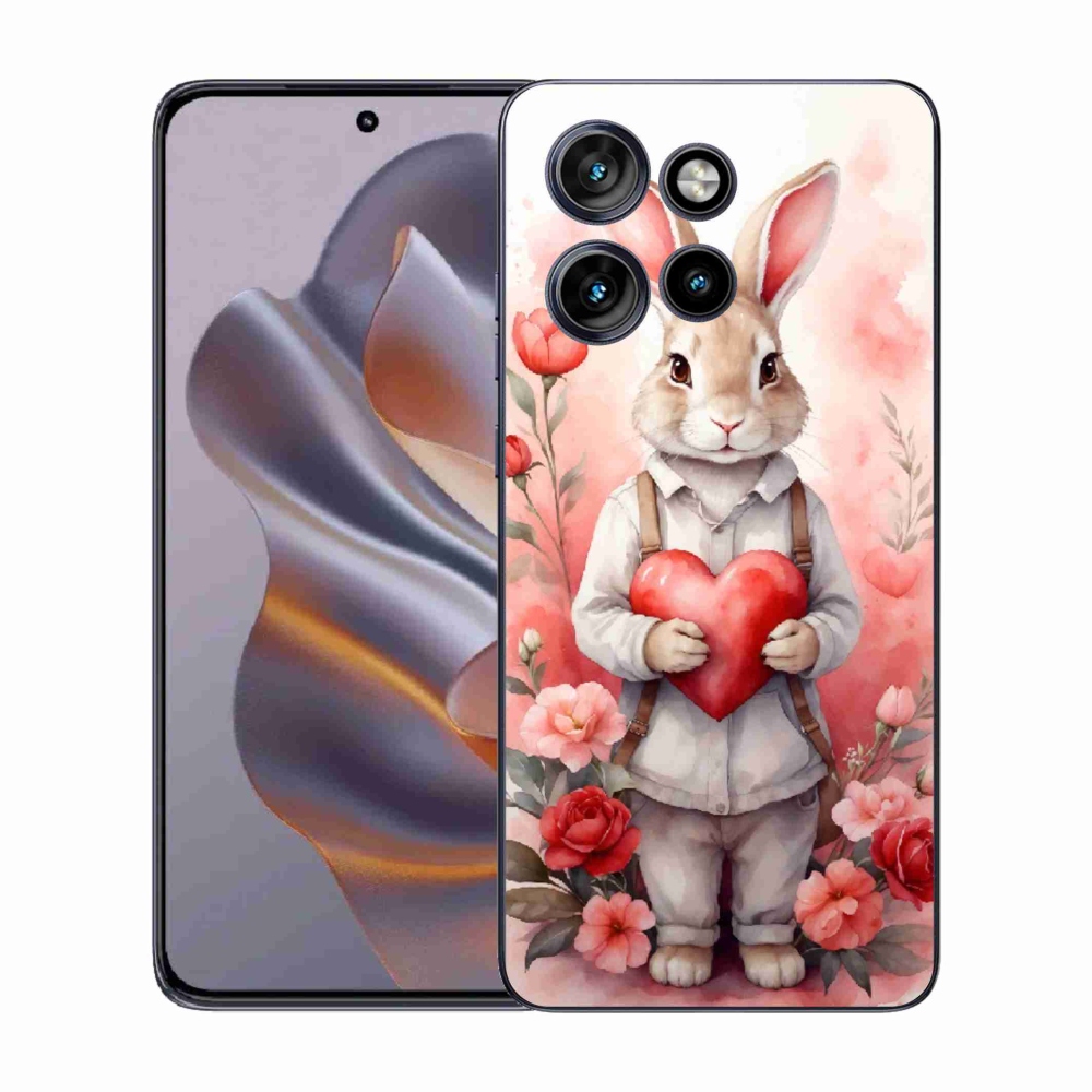 Gélový kryt mmCase na Motorola Edge 50 Neo - zajac so srdiečkom