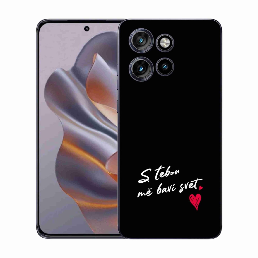 Gélový kryt mmCase na Motorola Edge 50 Neo - zamilovaný text 1 čierne pozadie