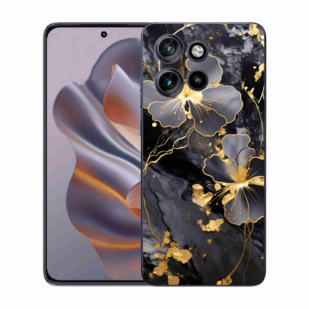 Gélový kryt mmCase na Motorola Edge 50 Neo - zlaté kvety