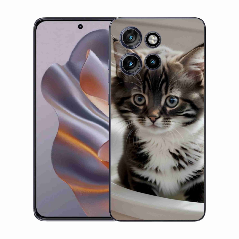 Gélový kryt mmCase na Motorola Edge 50 Neo - zvedavé mačiatko