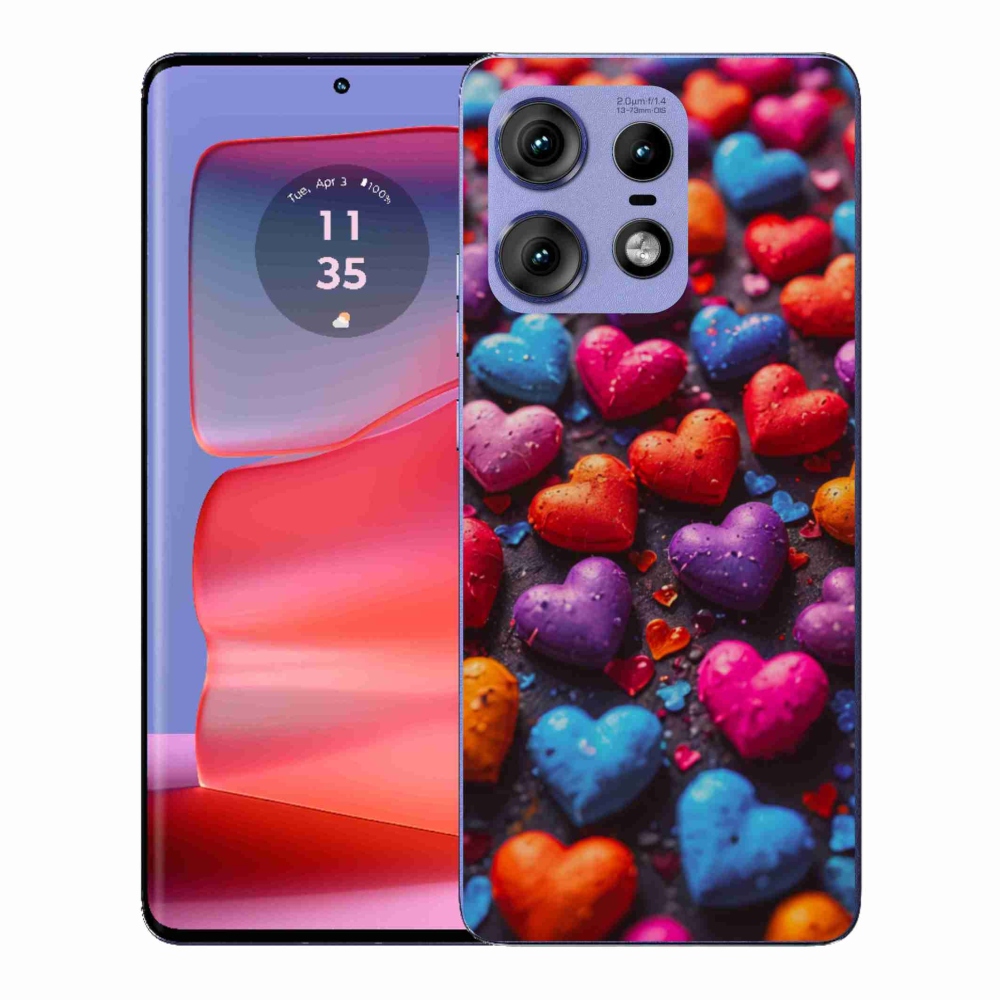 Gélový kryt mmCase na Motorola Edge 50 Pro - farebné srdcia