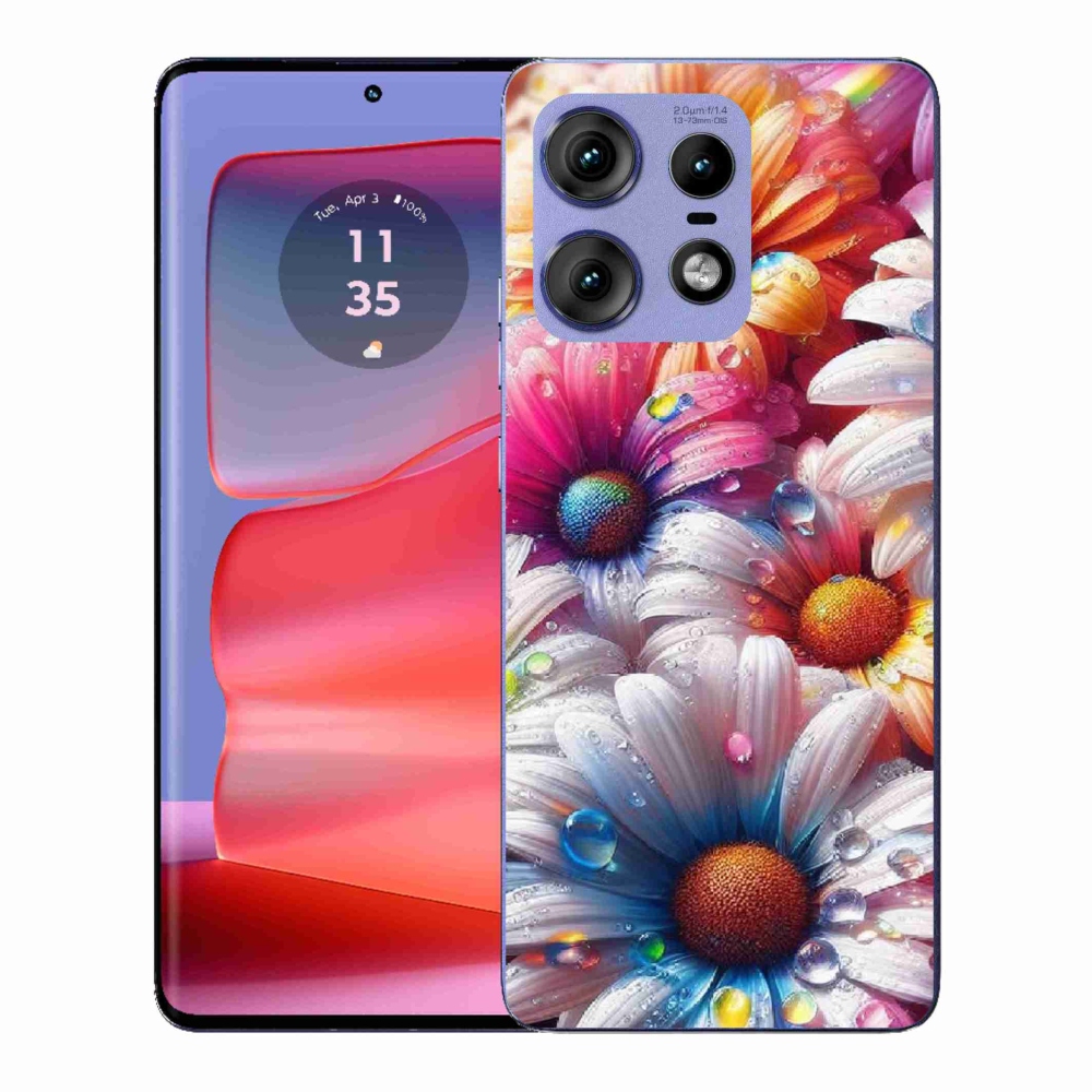 Gélový kryt mmCase na Motorola Edge 50 Pro - farebné margaréty