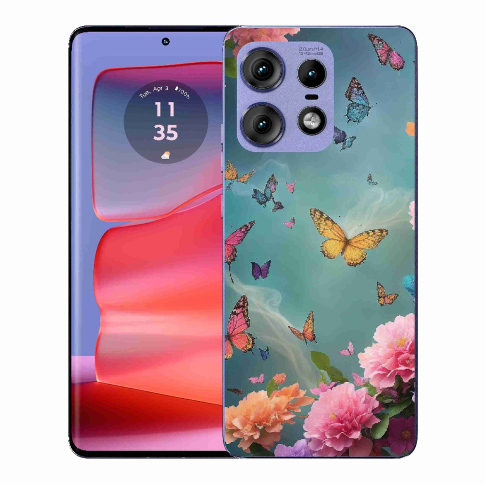 Gélový kryt mmCase na Motorola Edge 50 Pro - farebné kvety a motýle