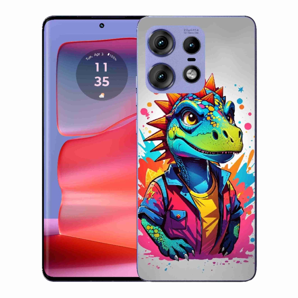 Gélový kryt mmCase na Motorola Edge 50 Pro - farebný dinosaurus