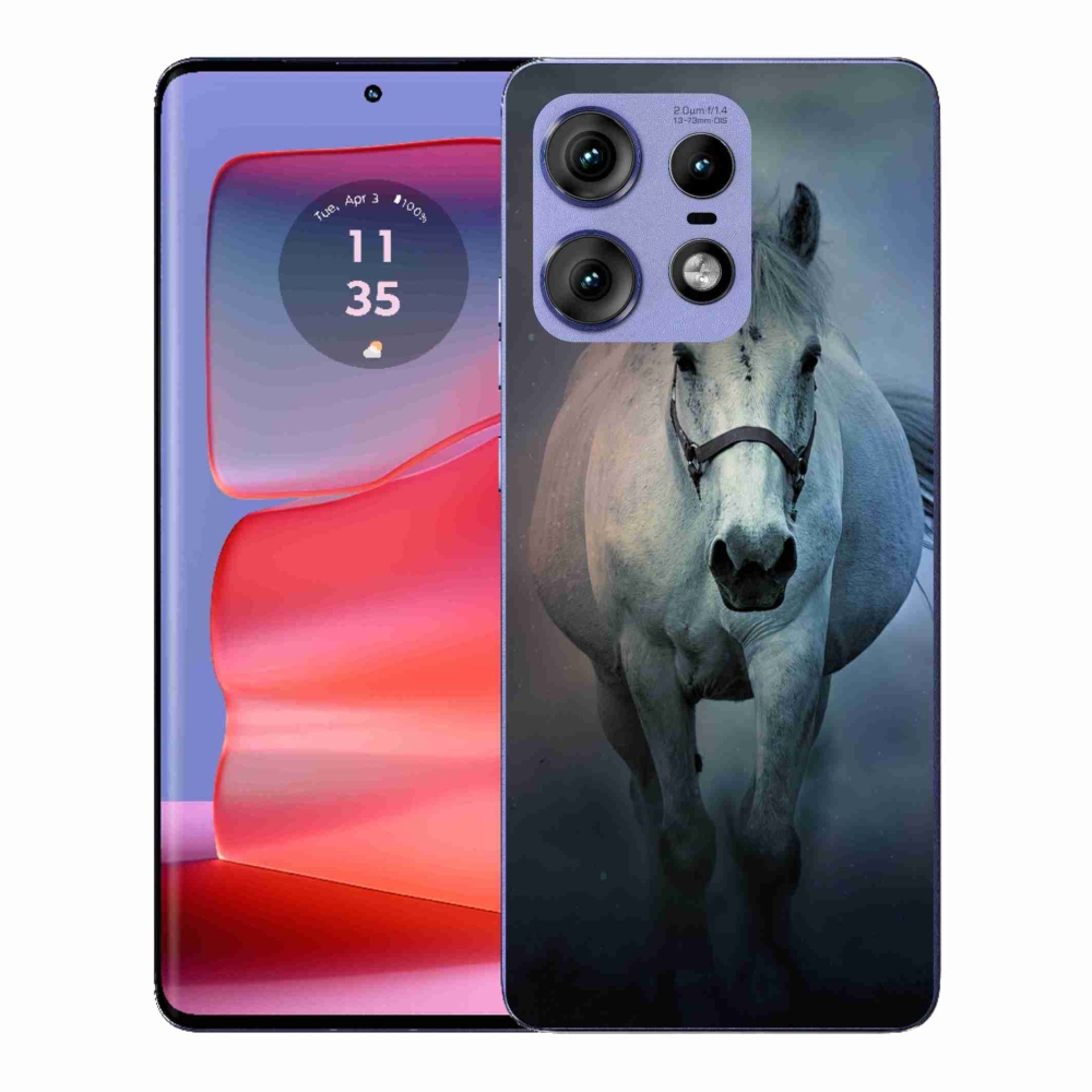 Gélový kryt mmCase na Motorola Edge 50 Pro - bežiaci biely kôň
