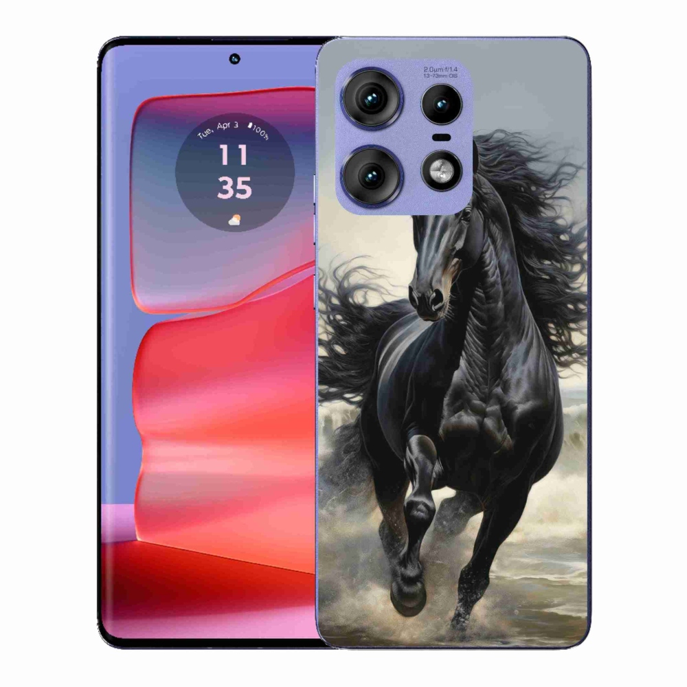 Gélový kryt mmCase na Motorola Edge 50 Pro - bežiaci čierny kôň