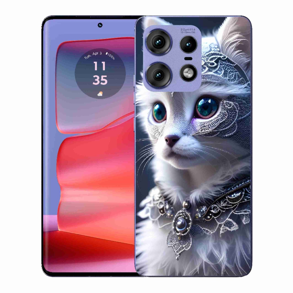 Gélový kryt mmCase na Motorola Edge 50 Pro - biela mačka