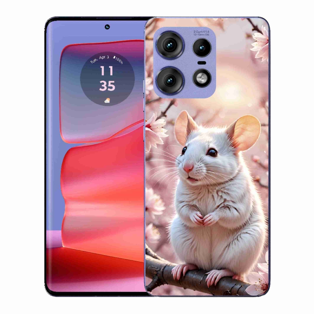 Gélový kryt mmCase na Motorola Edge 50 Pro - biela myš na vetve