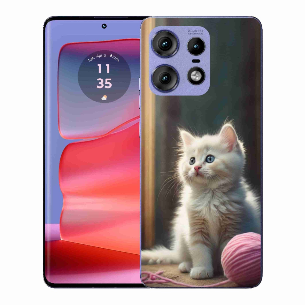 Gélový kryt mmCase na Motorola Edge 50 Pro - biele mačiatko 2