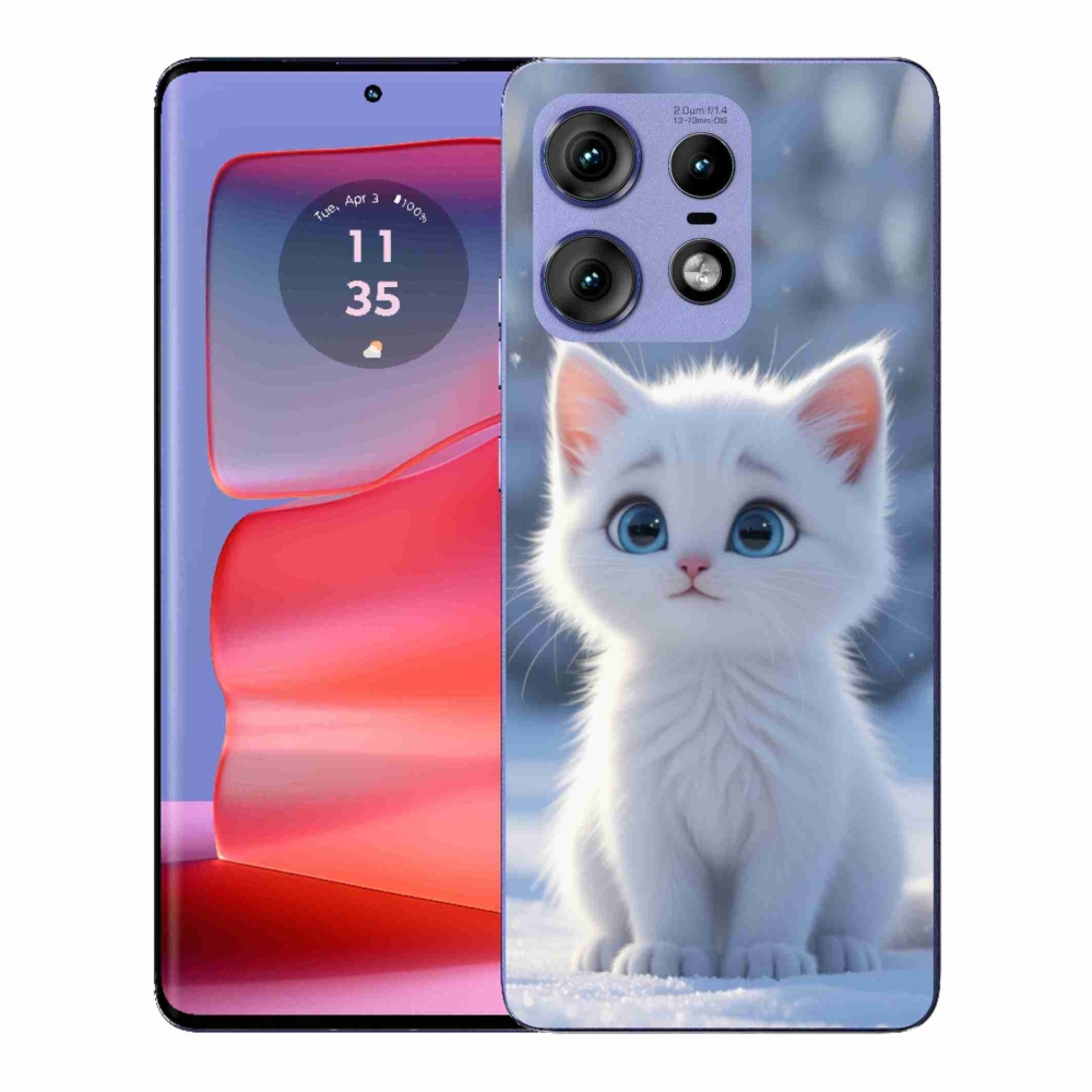 Gélový kryt mmCase na Motorola Edge 50 Pro - biele mačiatko 3