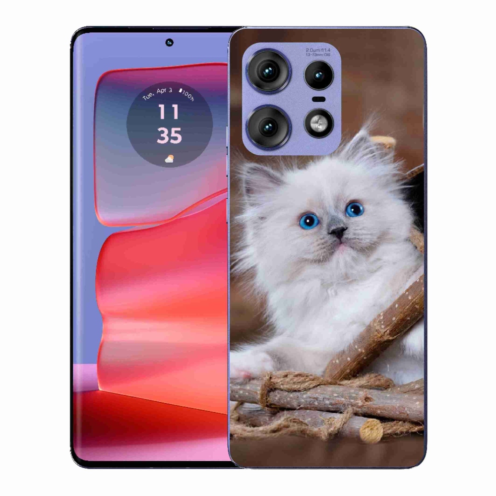 Gélový kryt mmCase na Motorola Edge 50 Pro - biele mačiatko