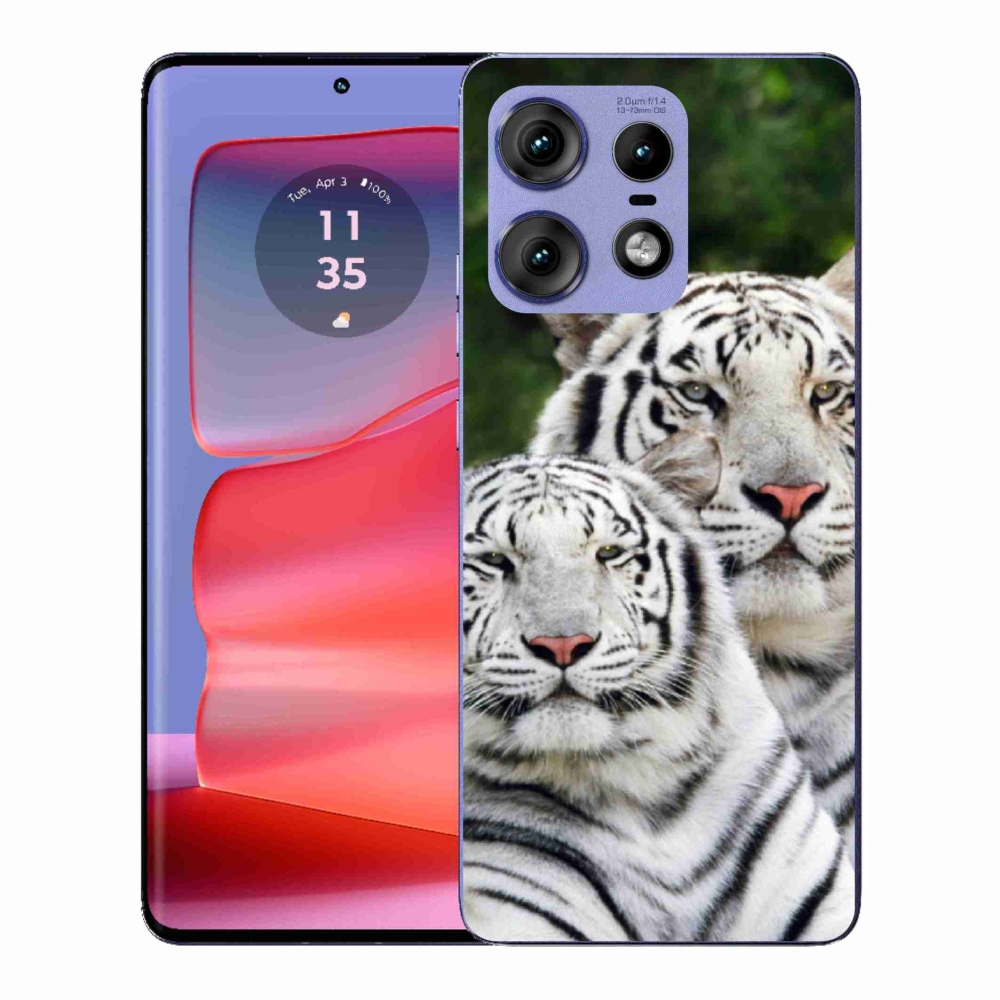 Gélový kryt mmCase na Motorola Edge 50 Pro - bieli tigre