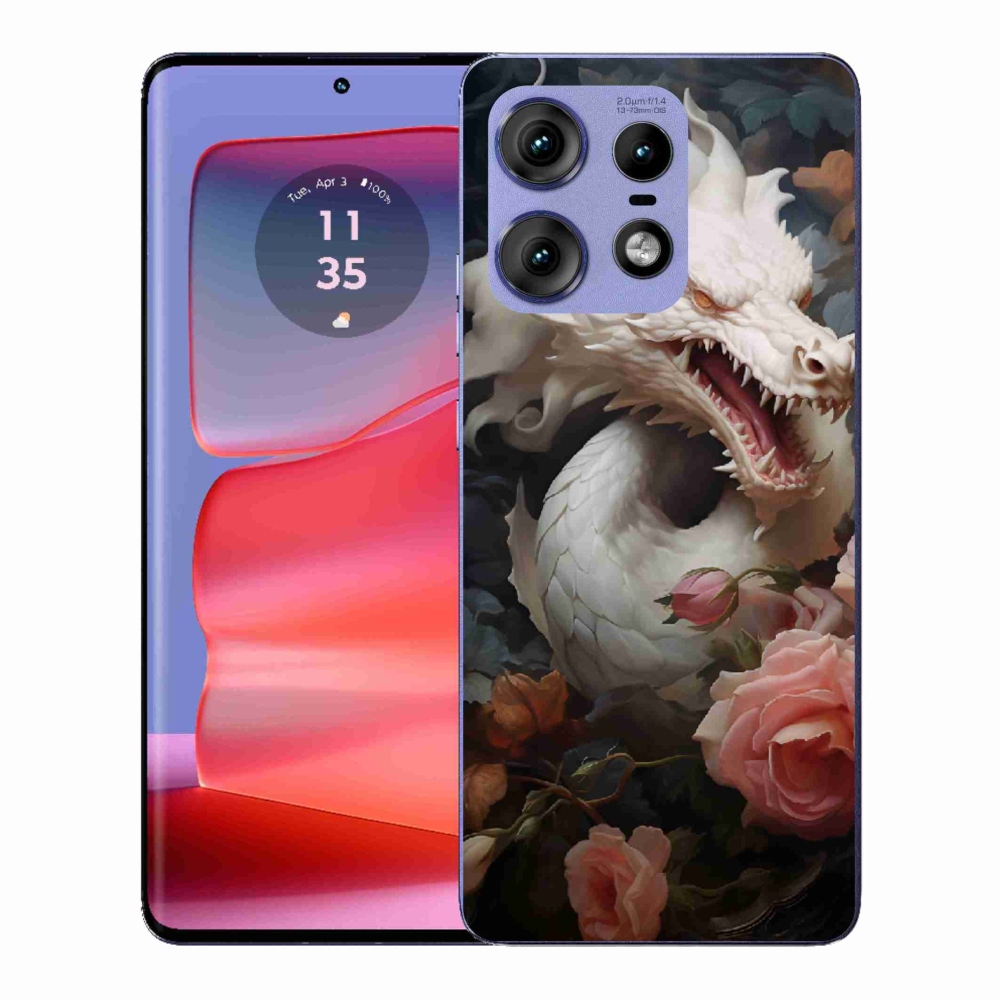Gélový kryt mmCase na Motorola Edge 50 Pro - biely drak