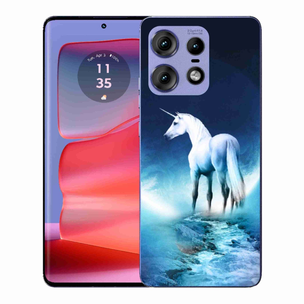 Gélový kryt mmCase na Motorola Edge 50 Pro - biely jednorožec