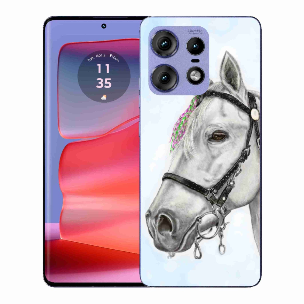 Gélový kryt mmCase na Motorola Edge 50 Pro - biely kôň 1