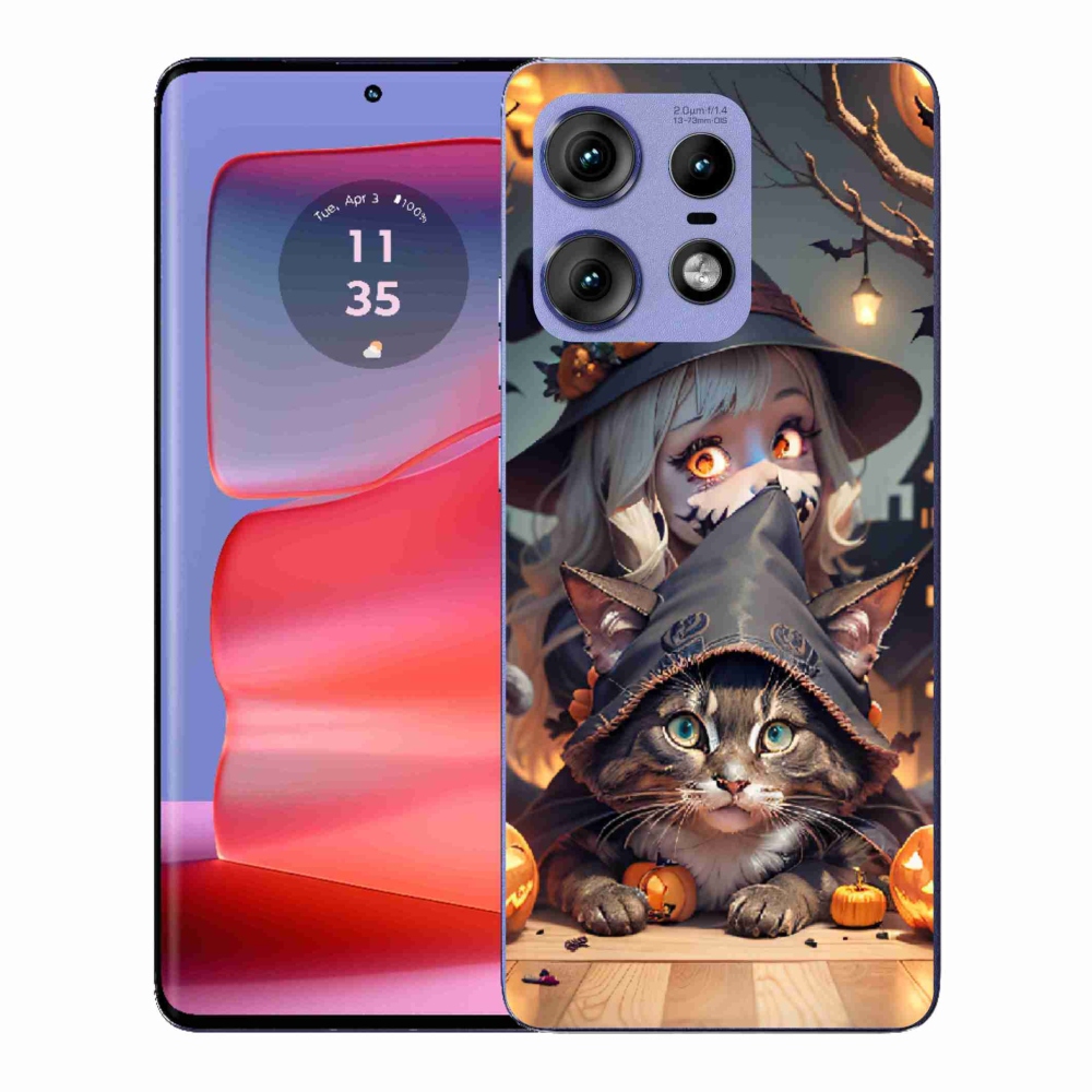 Gélový kryt mmCase na Motorola Edge 50 Pro - čarodejnica s mačkou