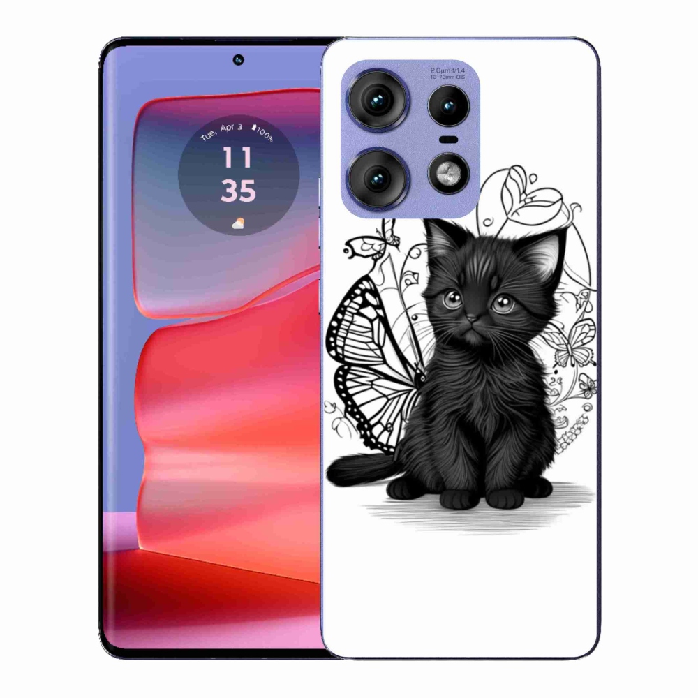 Gélový kryt mmCase na Motorola Edge 50 Pro - čierne mačiatko