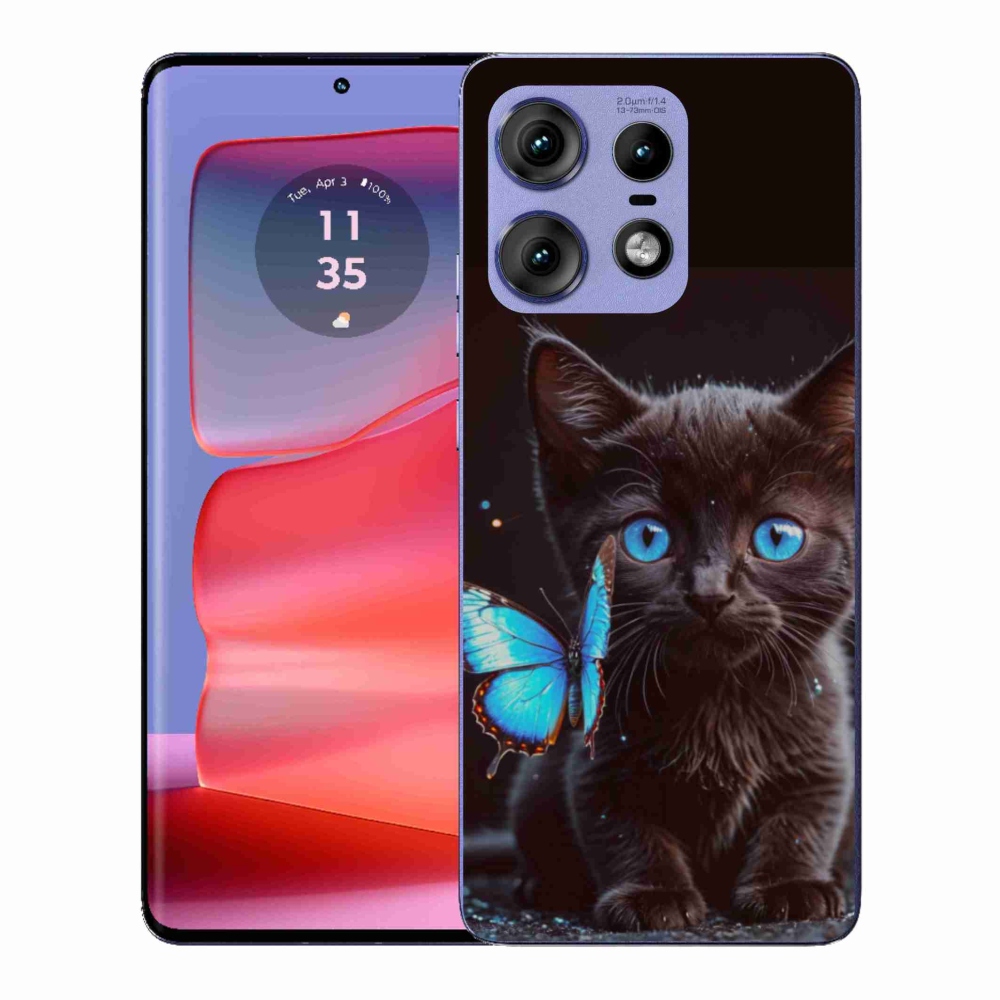 Gélový kryt mmCase na Motorola Edge 50 Pro - čierne mačiatko 3