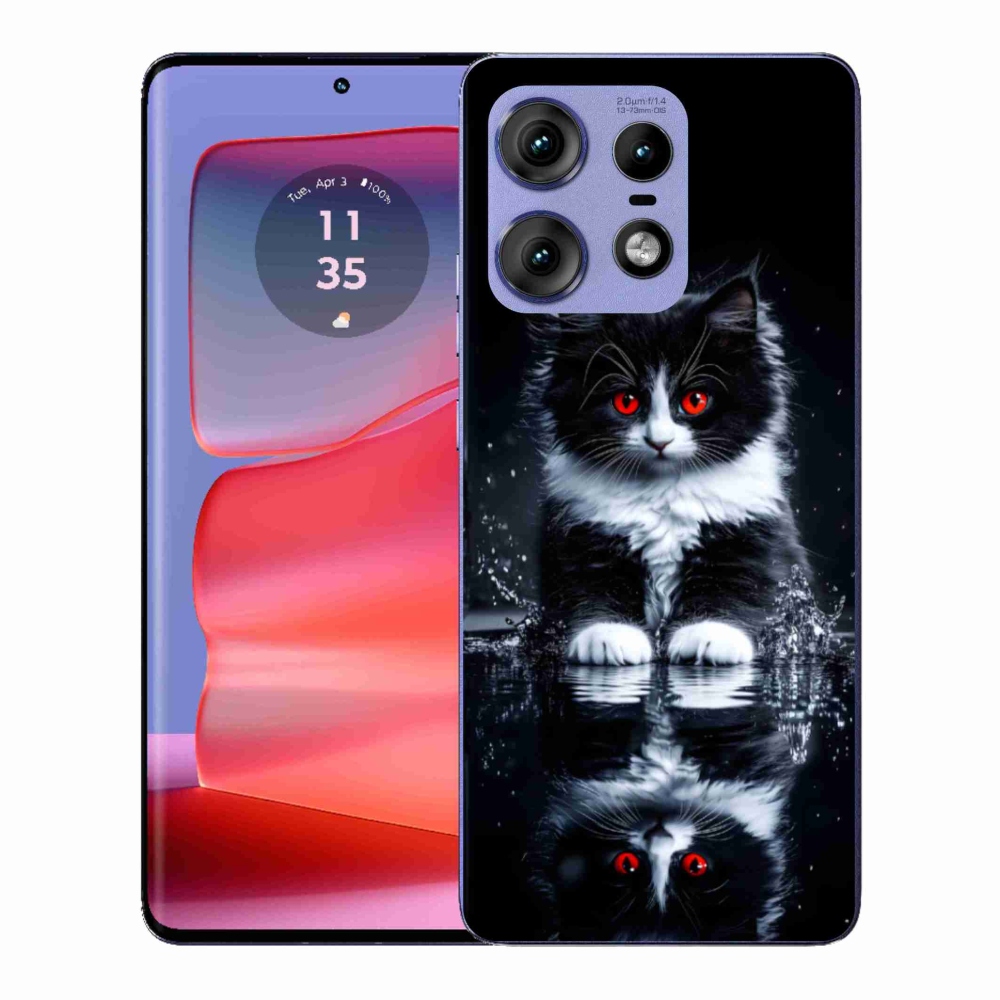 Gélový kryt mmCase na Motorola Edge 50 Pro - čiernobiele mačiatko