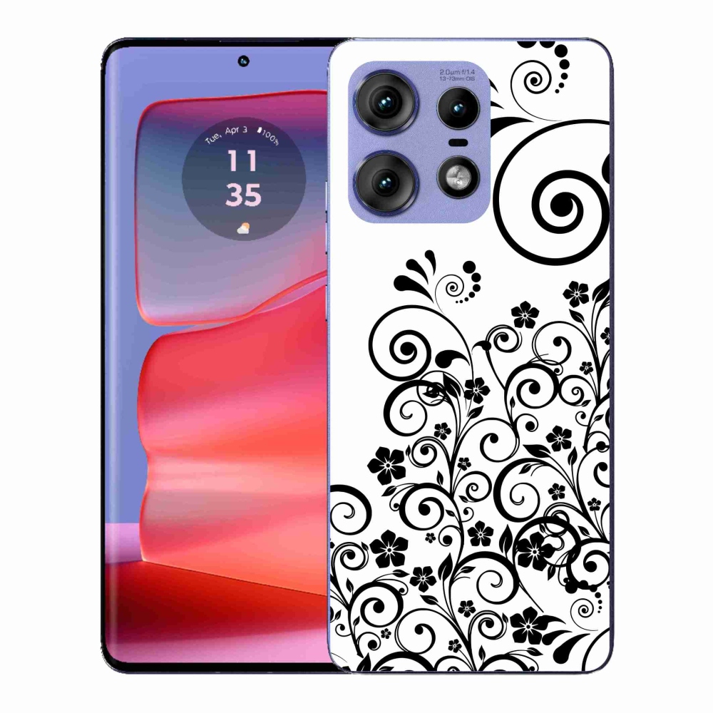 Gélový kryt mmCase na Motorola Edge 50 Pro - čiernobiele kvetinové vzory