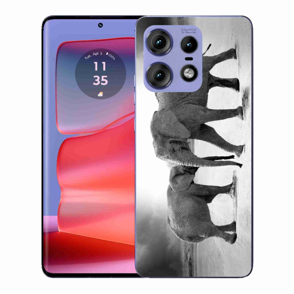 Gélový kryt mmCase na Motorola Edge 50 Pro - čiernobieli slony