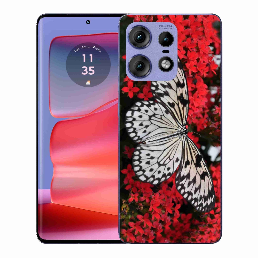 Gélový kryt mmCase na Motorola Edge 50 Pro - čiernobiely motýľ 1
