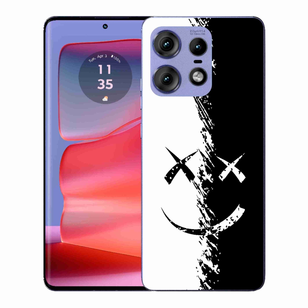 Gélový kryt mmCase na Motorola Edge 50 Pro - čiernobiely smajlík