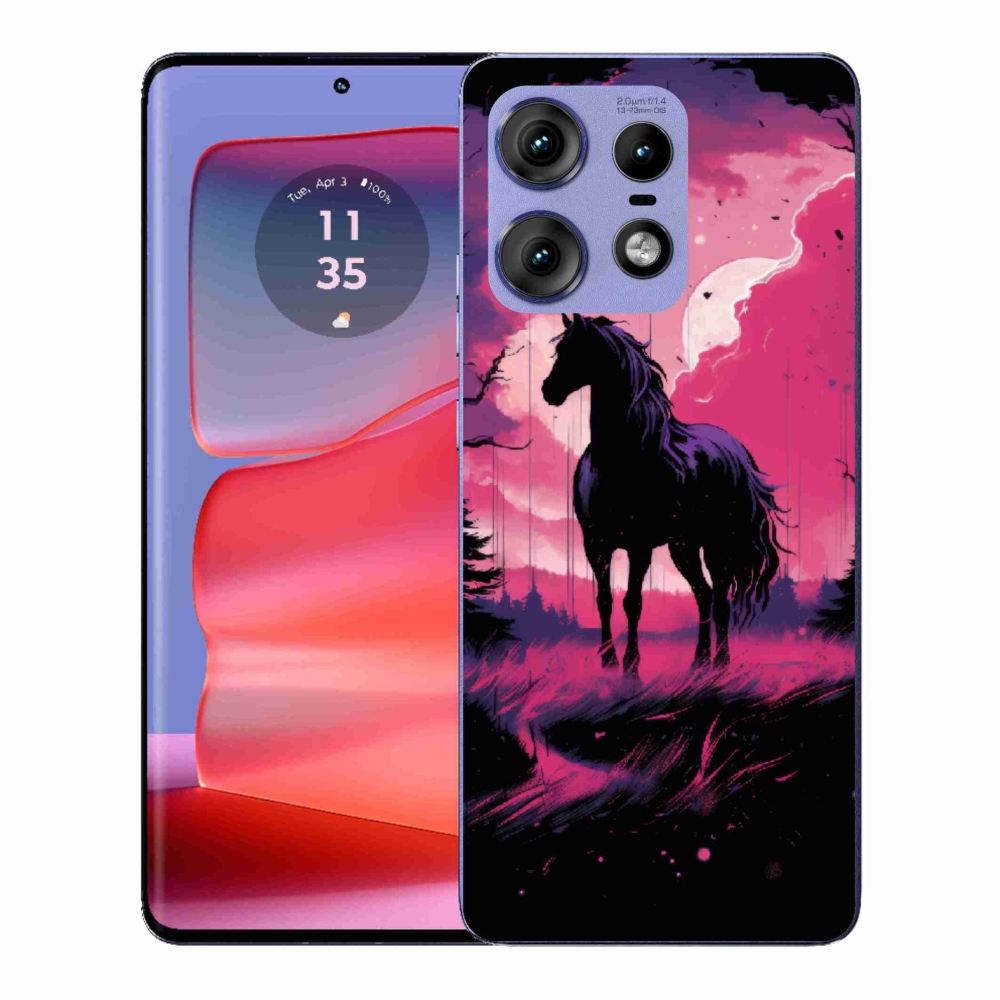 Gélový kryt mmCase na Motorola Edge 50 Pro - čierny kreslený kôň 1