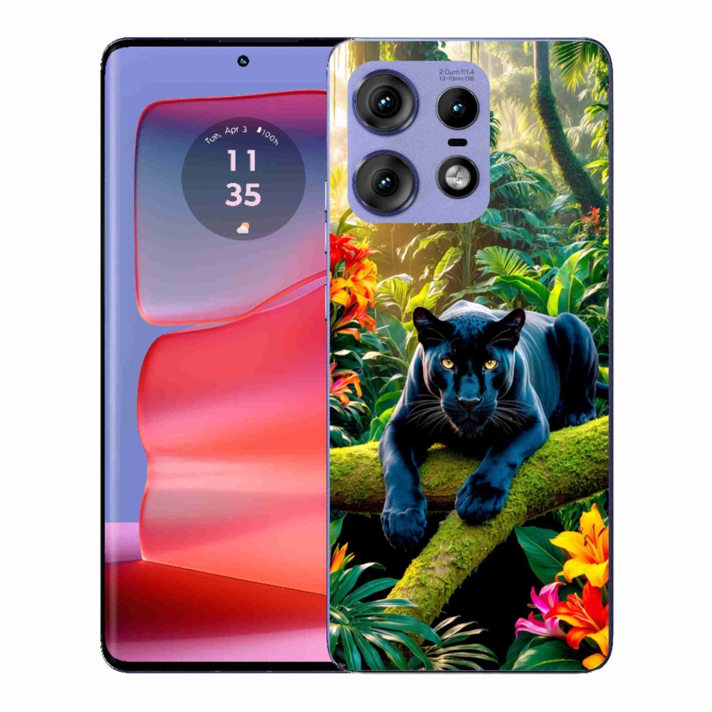 Gélový kryt mmCase na Motorola Edge 50 Pro - čierny panter v džungli