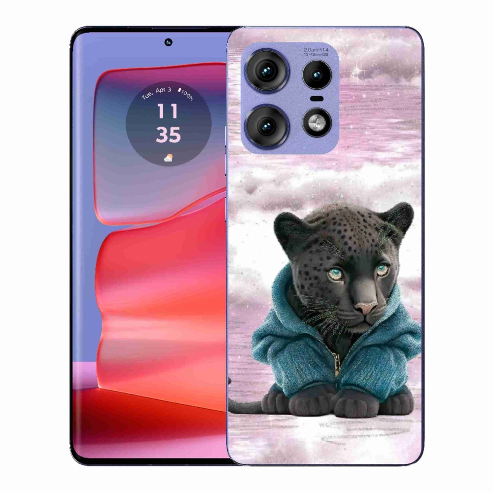 Gélový kryt mmCase na Motorola Edge 50 Pro - čierny panter vo svetri