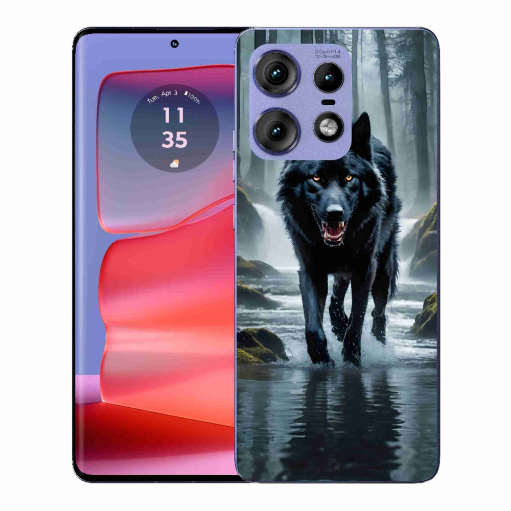 Gélový kryt mmCase na Motorola Edge 50 Pro - čierny vlk