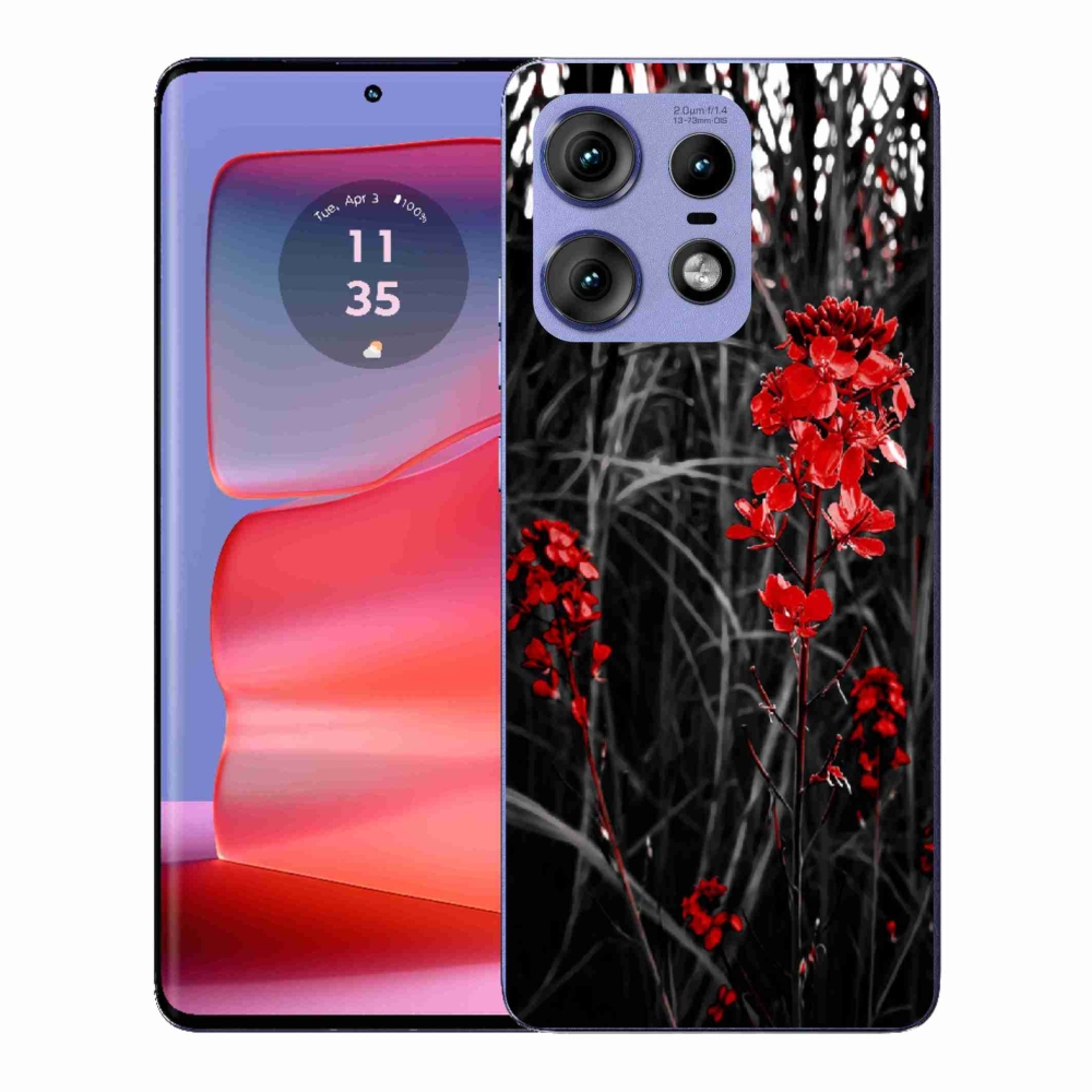 Gélový kryt mmCase na Motorola Edge 50 Pro - červená rastlina