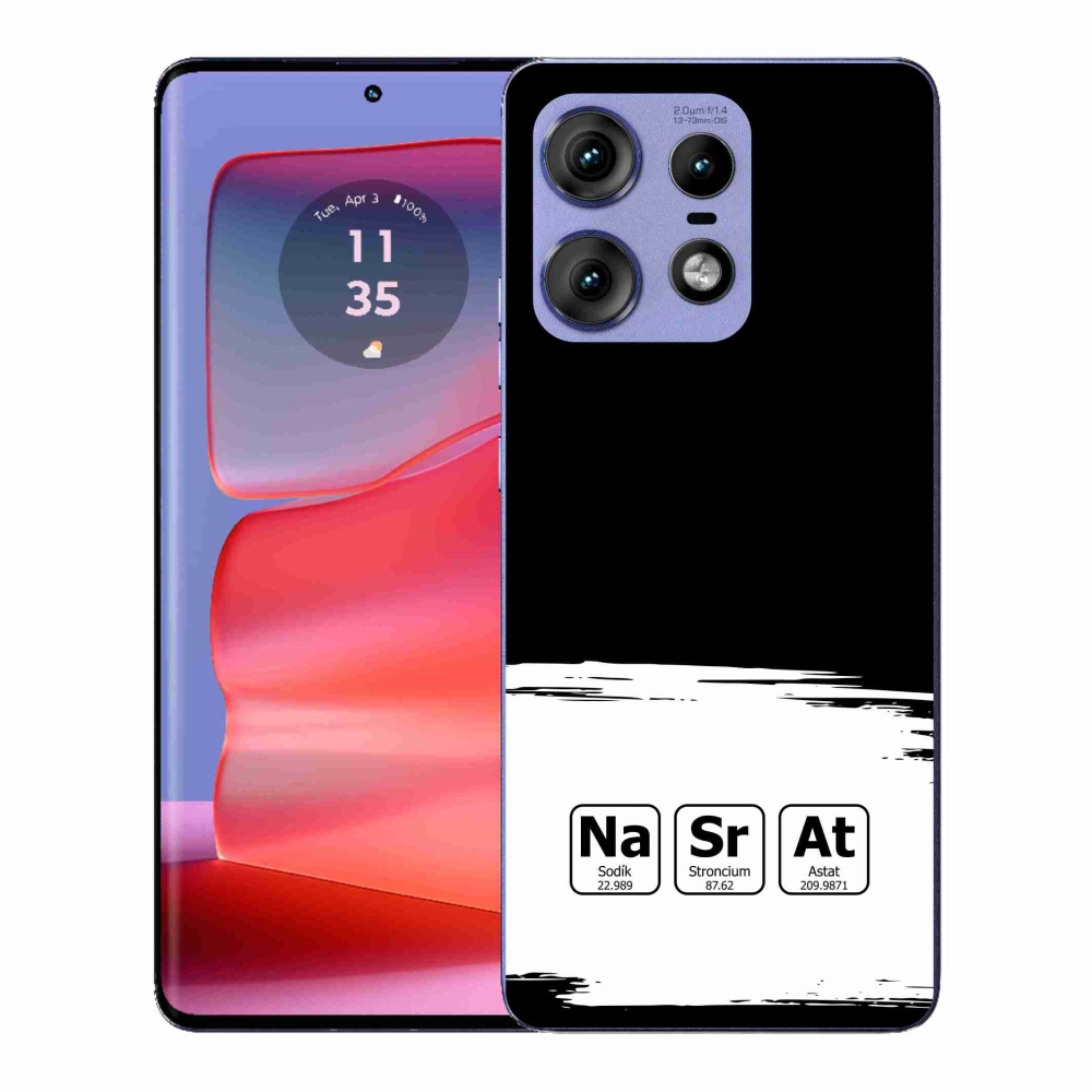 Gélový kryt mmCase na Motorola Edge 50 Pro - chemické prvky bieločierne pozadie