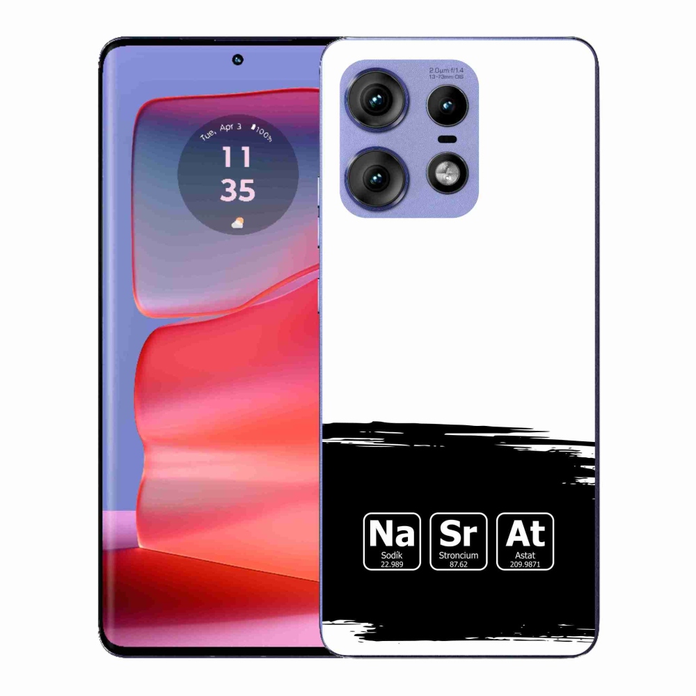Gélový kryt mmCase na Motorola Edge 50 Pro - chemické prvky čiernobiele pozadie