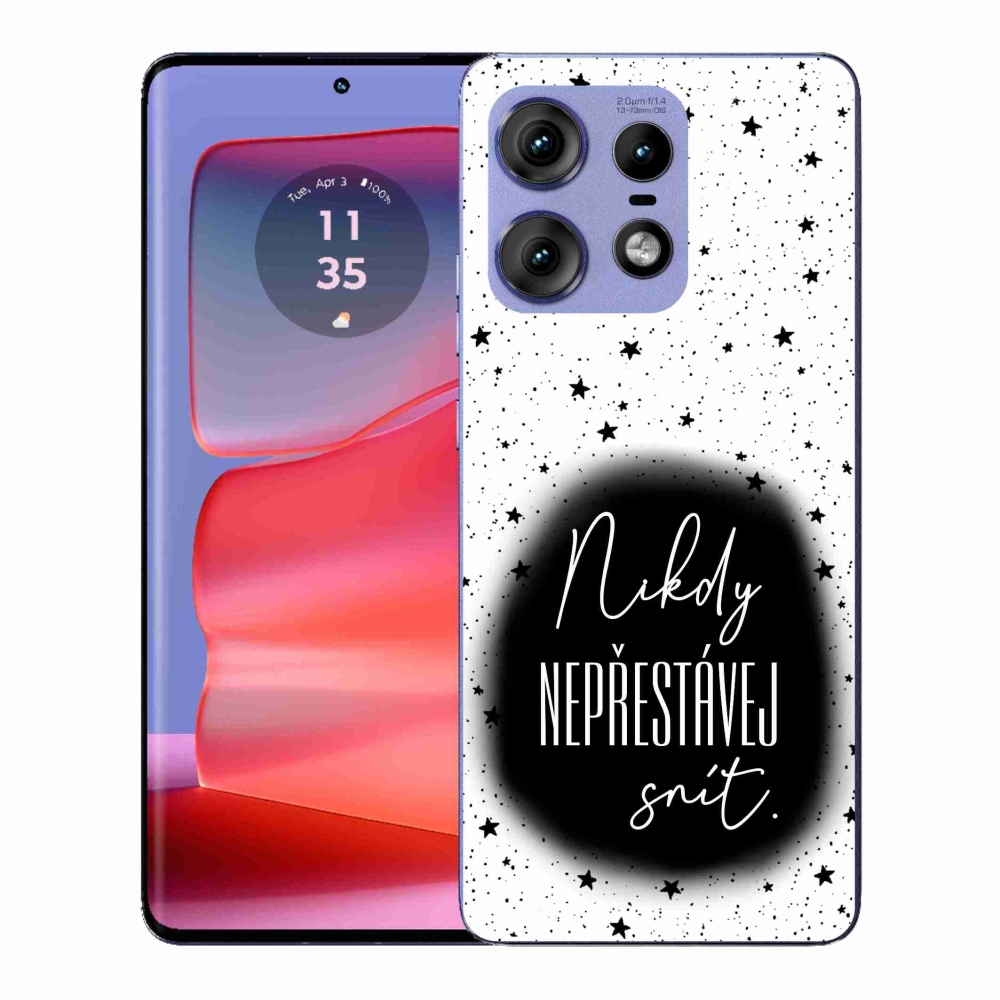 Gélový kryt mmCase na Motorola Edge 50 Pro - citát 1 čiernobiele pozadie