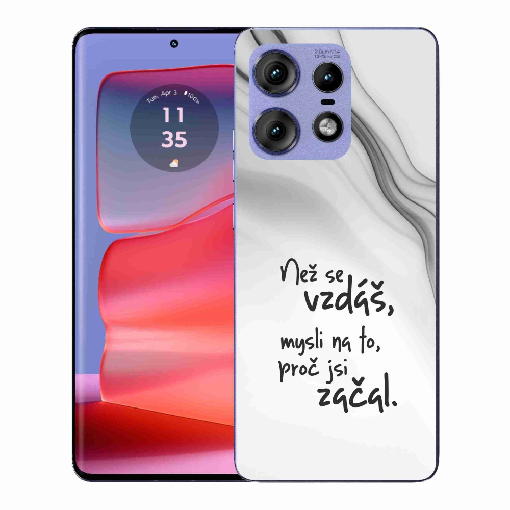 Gélový kryt mmCase na Motorola Edge 50 Pro - citát 2 biele pozadie