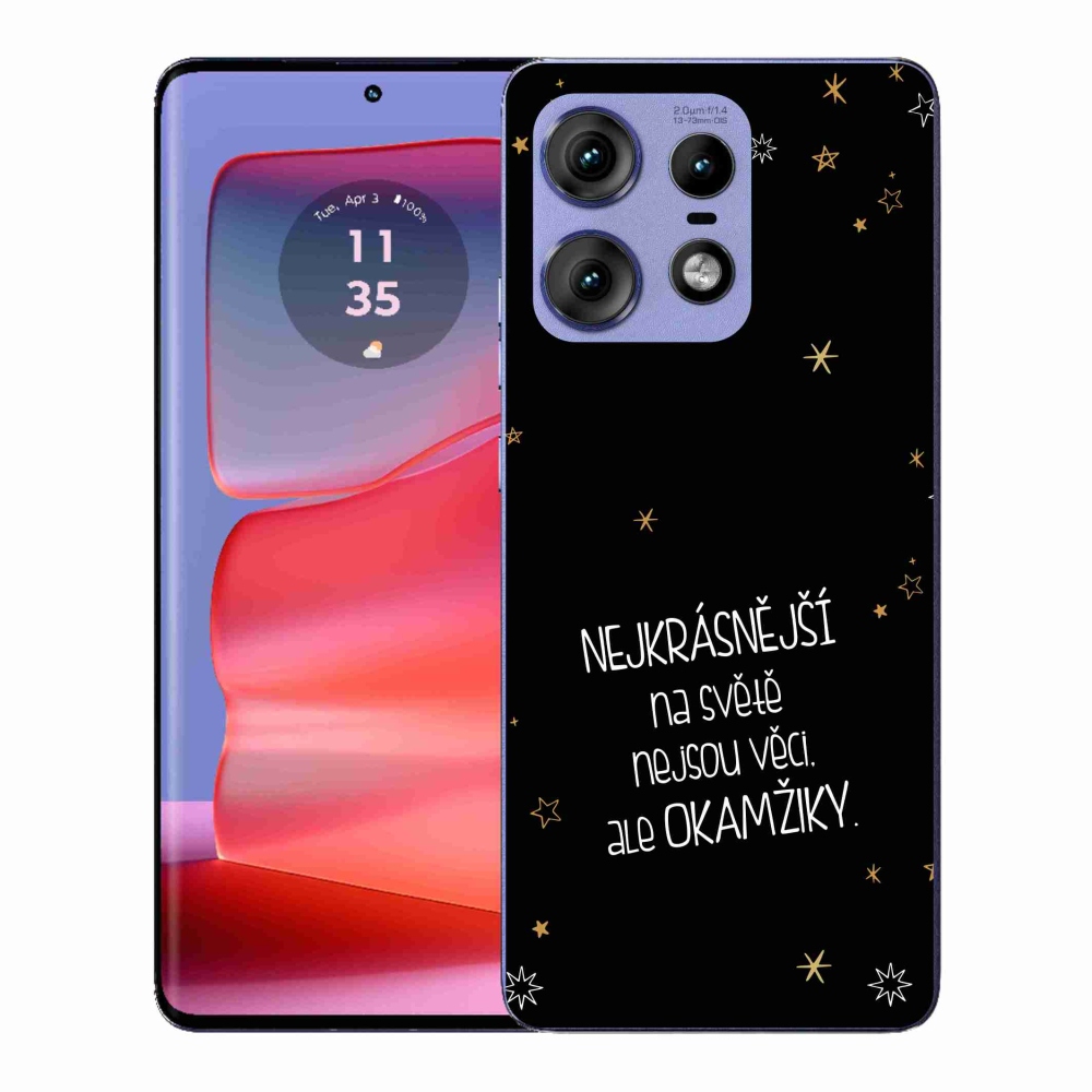 Gélový kryt mmCase na Motorola Edge 50 Pro - citát 4 čierne pozadie