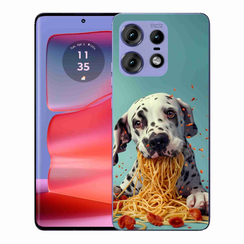 Gélový kryt mmCase na Motorola Edge 50 Pro - dalmatín a špagety