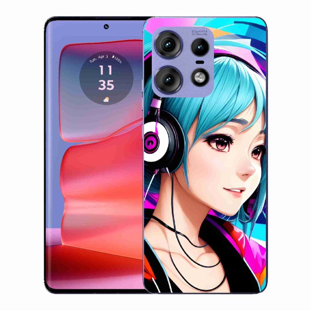 Gélový kryt mmCase na Motorola Edge 50 Pro - dievča so slúchadlami