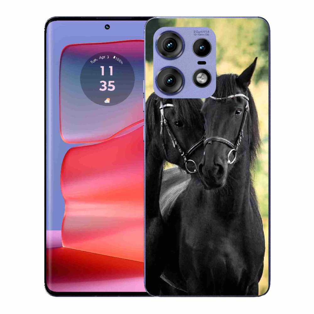 Gélový kryt mmCase na Motorola Edge 50 Pro - dva čierne kone