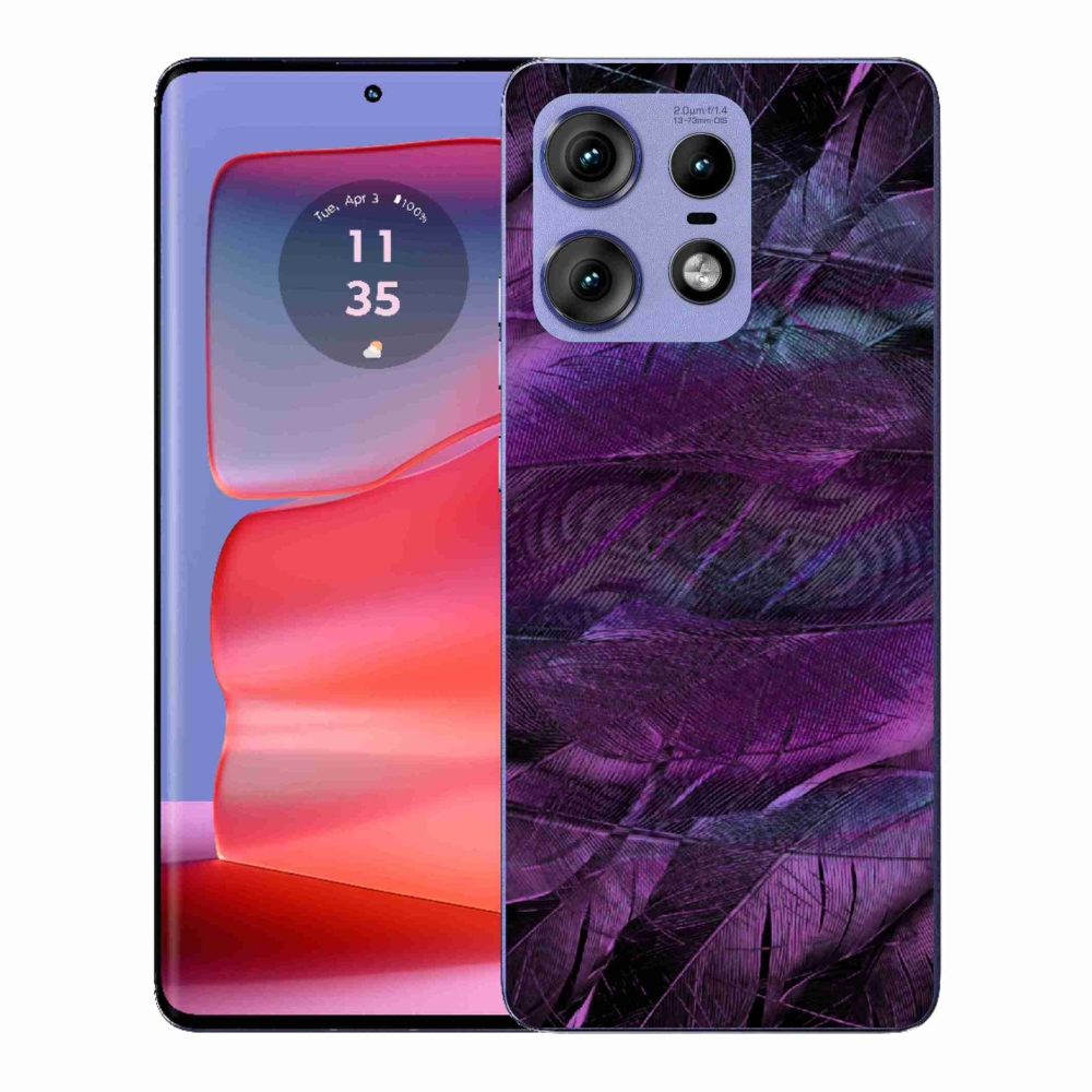 Gélový kryt mmCase na Motorola Edge 50 Pro - fialové pierka